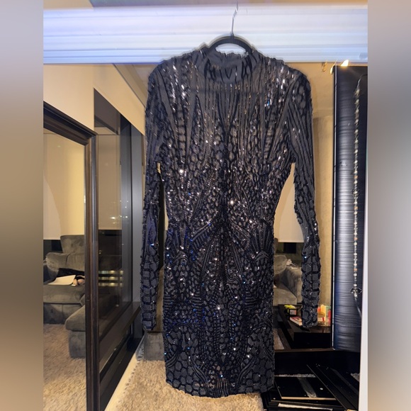 dark blue denim dress Classic Illusion Back Casual Chic Dress Code: Save with Multi-Packs:1 Pair